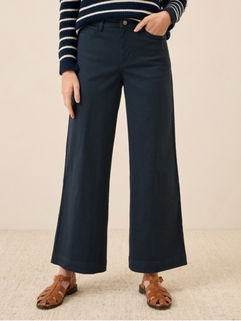 Pact Organic Cotton Wide-Leg Pants in Stretch Twill Navy 2XL